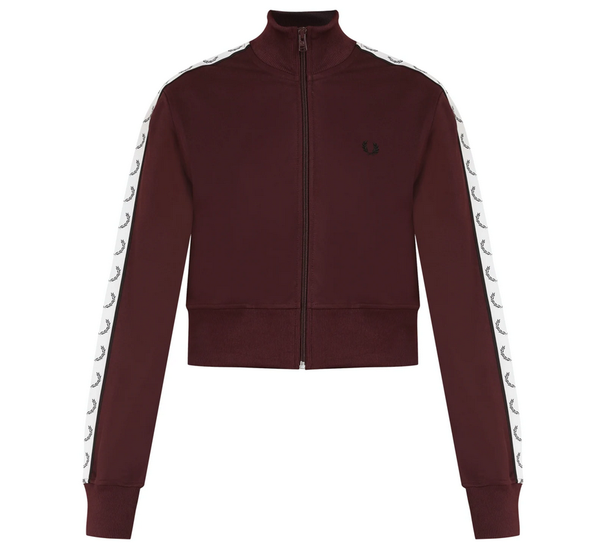 Fred Perry Women’s Cropped Taped Track Jacket / Oxblood