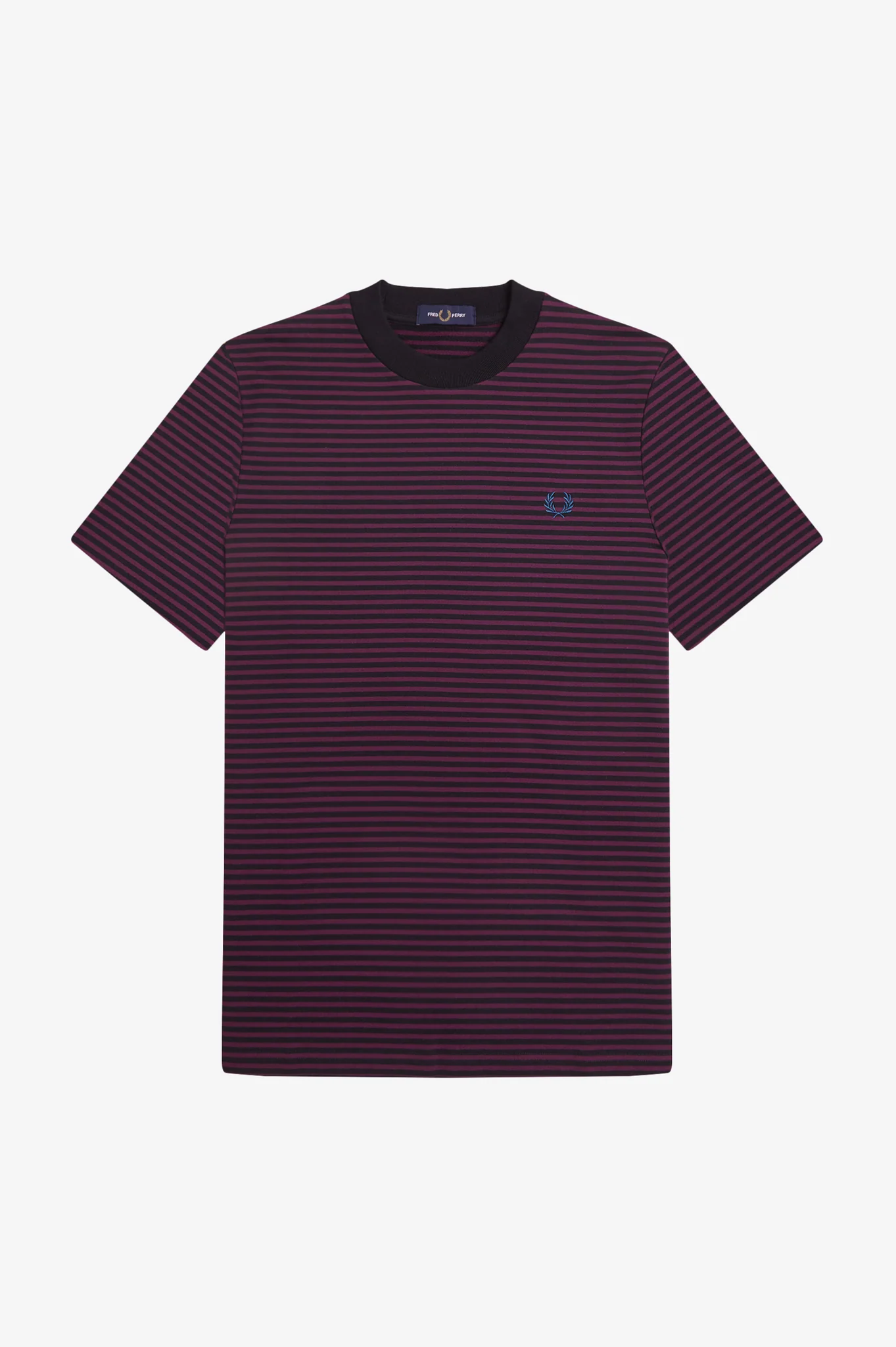 FRED PERRY Fine Stripe Heavyweight Tshirt Plum